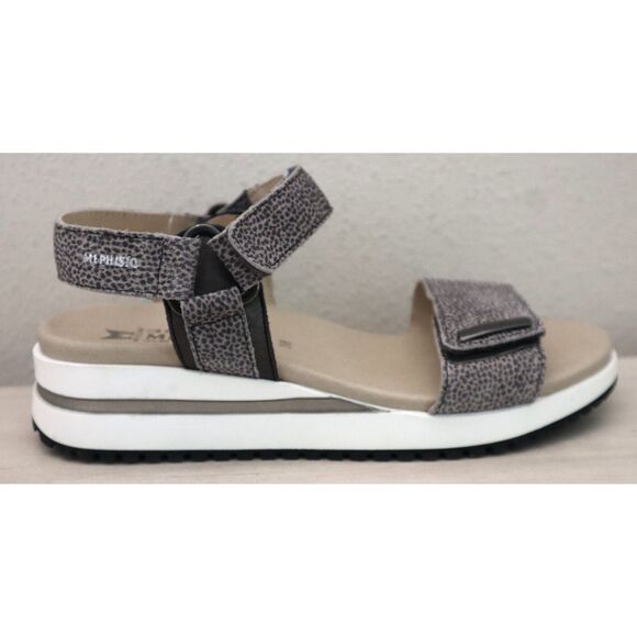Mephisto Women's Sz EUR 38 US 8 Gray Leather Jeanie Strappy Wedge Sandals - Picture 7 of 12